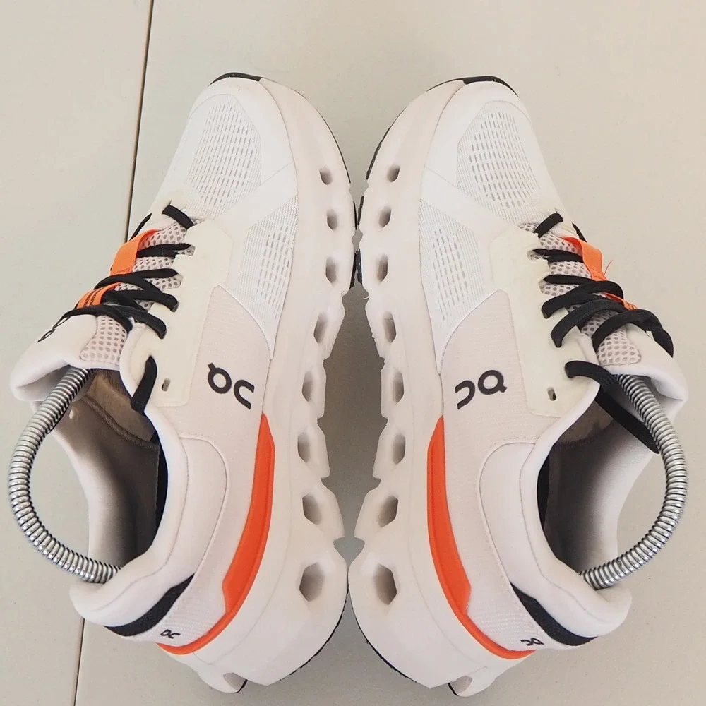 On Cloudmonster Running Shoes Women 7.5 White Orange Athletic Sneakers Support - Picture 6 of 12